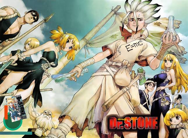 animes-similar-or-like-dr-stone-senkuu-chrome-kohaku-asagiri-gen-suika-kaskei-ruri-ginrou-kinrou-anime-girls-boys-together-weapons-test-tubes